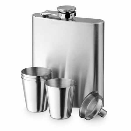 Set bottiglia e bicchieri in acciaio inox 200 mL