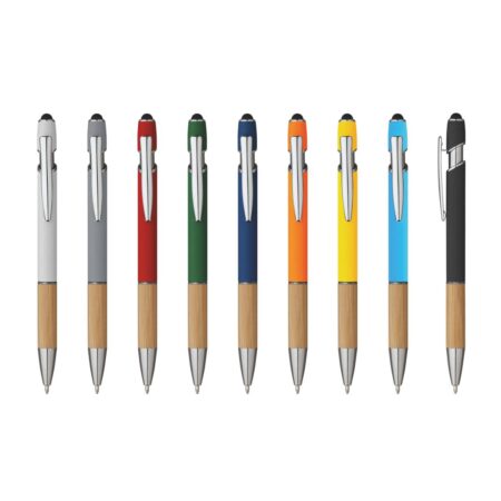 Penna Sfera Soft Touch In Alluminio E Bamboo